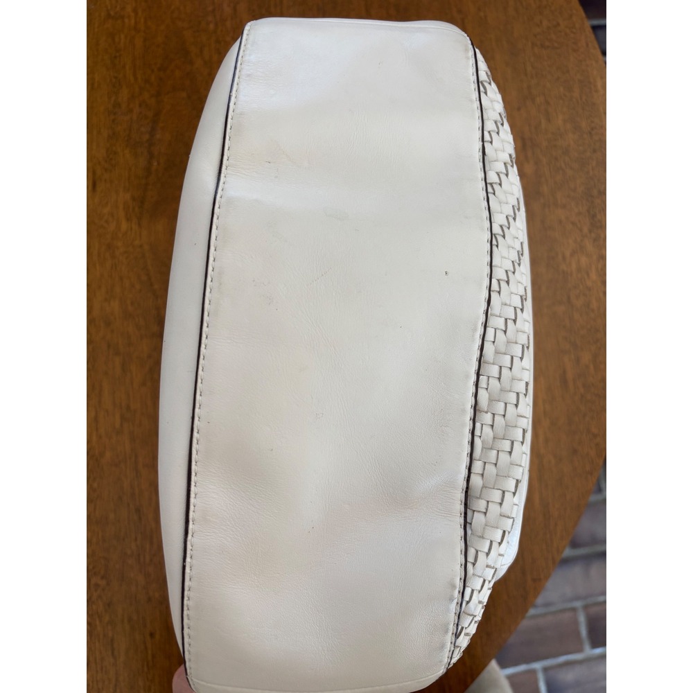 Coach Madison Woven Leather Lindsey Satchel White Crossbody Bag 19312 - Picture 3 of 12